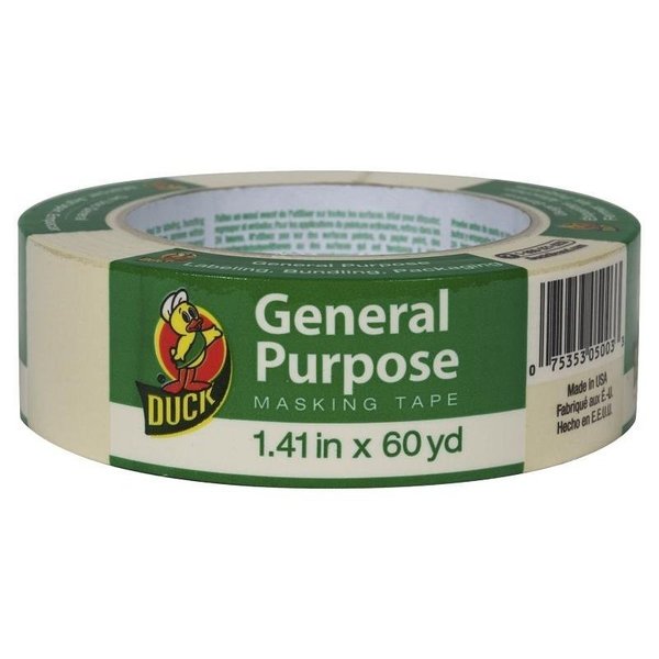 Duck Brand 394697 Masking Tape, 60 yd L, 141 in W, Beige 286510